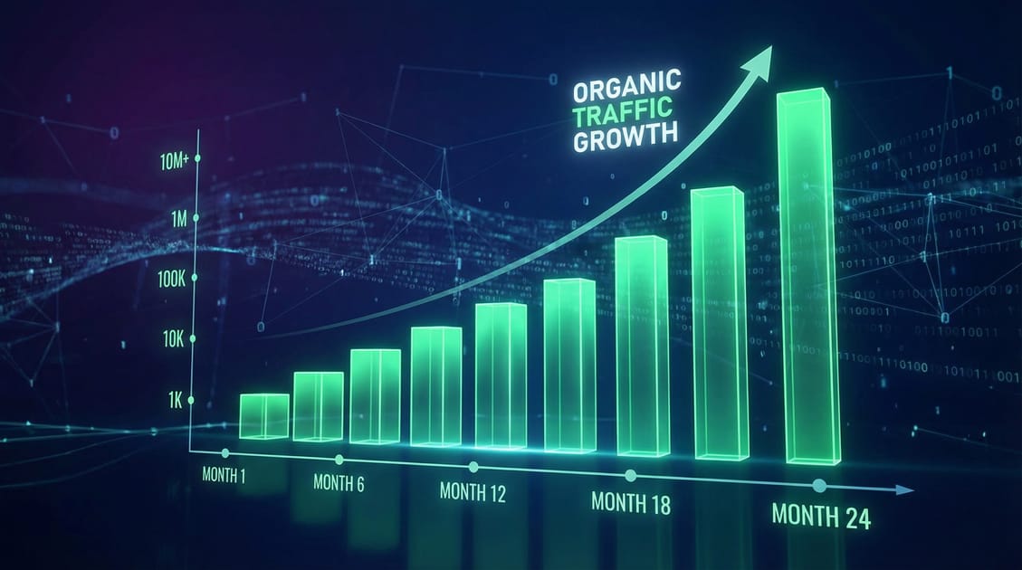 Graph showing exponential growth of organic traffic